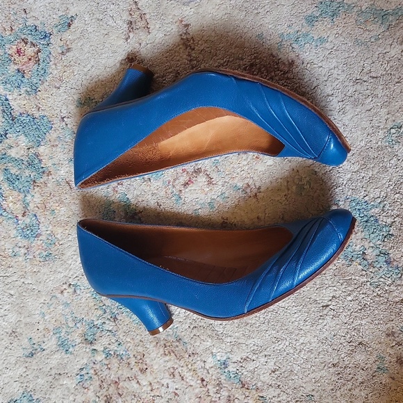 Chic Mihara Leather Teal Heels - Picture 4 of 15